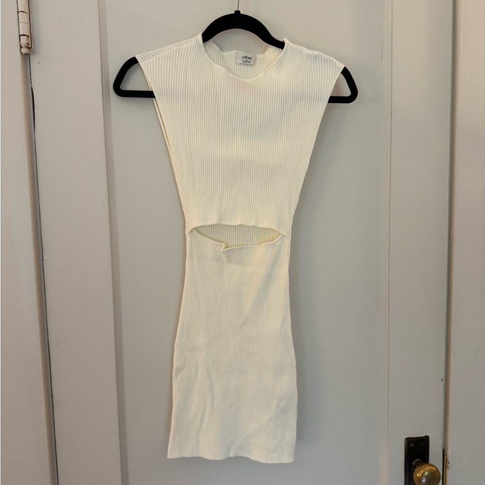 Aritzia Cream Bodycon Mini Dress Mock Neck Cocktail